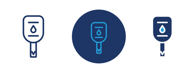 Set of colored pixel perfect Blood glucose icon  with 1 unexpanded, 1 silhouette, Medical icon indicating blood glucose level monitoring for diabetes care.