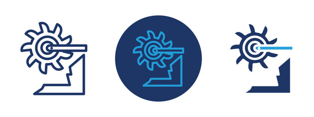 Set of colored pixel perfect Bucket wheel excavator icon  with 1 unexpanded, 1 silhouette, Industrial icon of a bucket-wheel excavator used in mining and large construction.