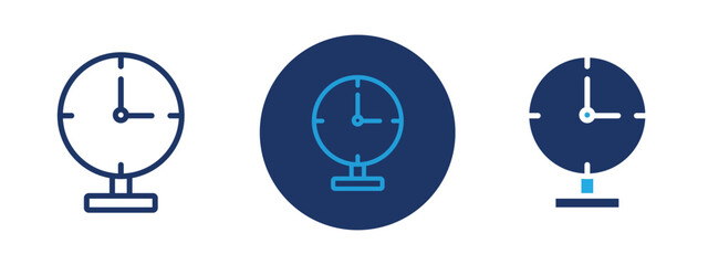 Set of colored pixel perfect Clock icon  with 1 unexpanded, 1 silhouette, Analog clock icon for timekeeping, scheduling, and punctuality concepts.