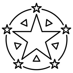 Star rating icon used to represent quality reviews, product ratings, user scores, and customer evaluation
