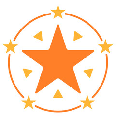 Star rating icon used to represent quality reviews, product ratings, user scores, and customer evaluation