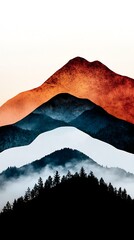 Layered Mountains at Sunset with Pastel Hues
