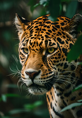 Obraz premium Jaguar close-up in jungle