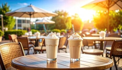 Creamy Milkshakes on Sunny Patio: A Summertime Delight