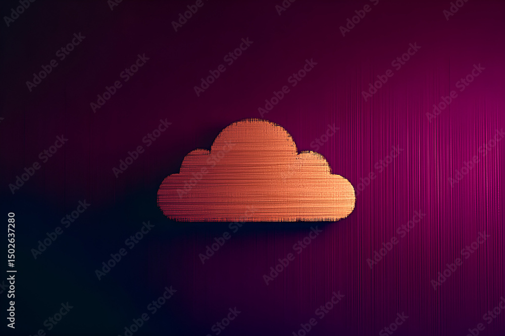 Poster digital cloud icon on gradient background illustrating technology and computing concepts modern desi
