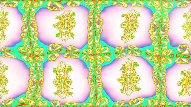Motion footage background with colorful elements. Flowers. Vintage. Flag style. Video. Template. Loop. Seamless. 