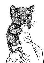  Cute Cat on finger Doodle Art
