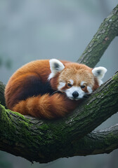 Red panda resting on branch (1)