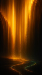 Elegant Shiny Golden Light Streaks with Glitter Particles Abstract Background
