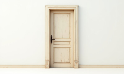 Vintage Cream Door, White Wall Interior - Minimalism