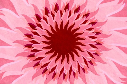 Floral pattern in pink shades with abstract tones