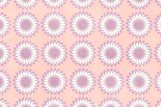 Floral pattern with purple and white motifs on pink background