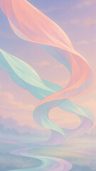 Dreamy Pastel Flowing Fabric Silky Waves Abstract Elegant Background Art