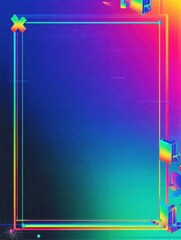 Vibrant Gradient Background With Glitch-Style Stickers and Space for Text or Content