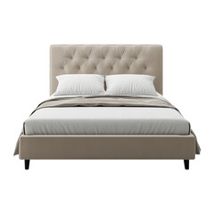 Elegant Bed Frame with Soft Headboard and Faux Leather Upholstery