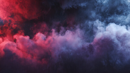 Obraz premium Vivid clouds of red and blue smoke blend dramatically, creating an abstract, atmospheric effect with a sense of motion and mystery.