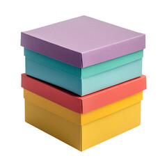 Colorful Stacked Gift Boxes with Simple Design on Transparent Background