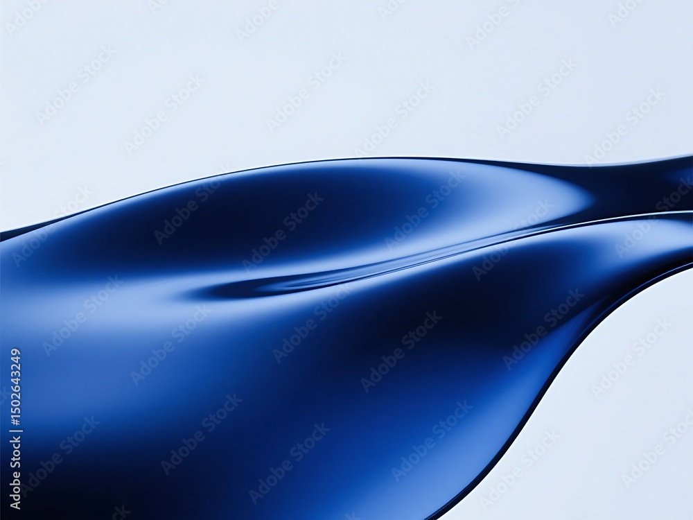 Poster abstract blue fluid wave form illustrating smoothness and flow against a light background