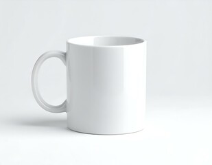 Fototapeta premium Blank White Ceramic Mug, Coffee Cup, Beverage Vessel, Simple Design, Mockup, Studio Shot, Clean Back