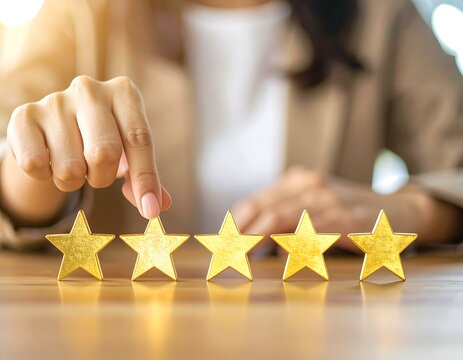 Five Golden Stars Customer Feedback, Rating, Review, Excellence, Success