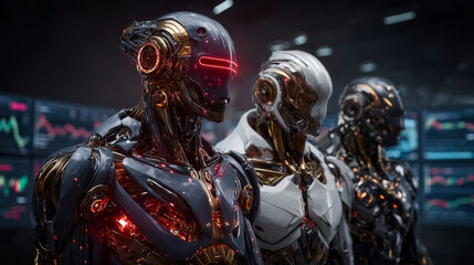 ETF, Exchange-Traded Fund, Hands of robot touch financial data and ETF icon, trading on network, diversify, invest, portfolio and liquidity, track and replicate indexes.