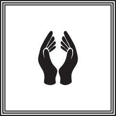 Cupped Hands Silhouette Icon – Minimalist Prayer or Protection Gesture Vector for Faith and Care Concepts