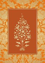 wedding card design, paisley floral pattern , India	
