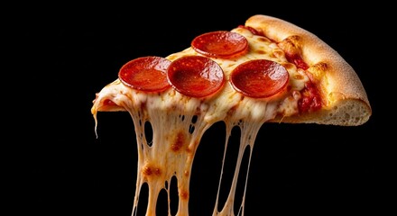 Delicious Pepperoni Pizza Slice with Melted Cheese