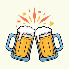 Clipart Beers Cheers vector Art & Illustration