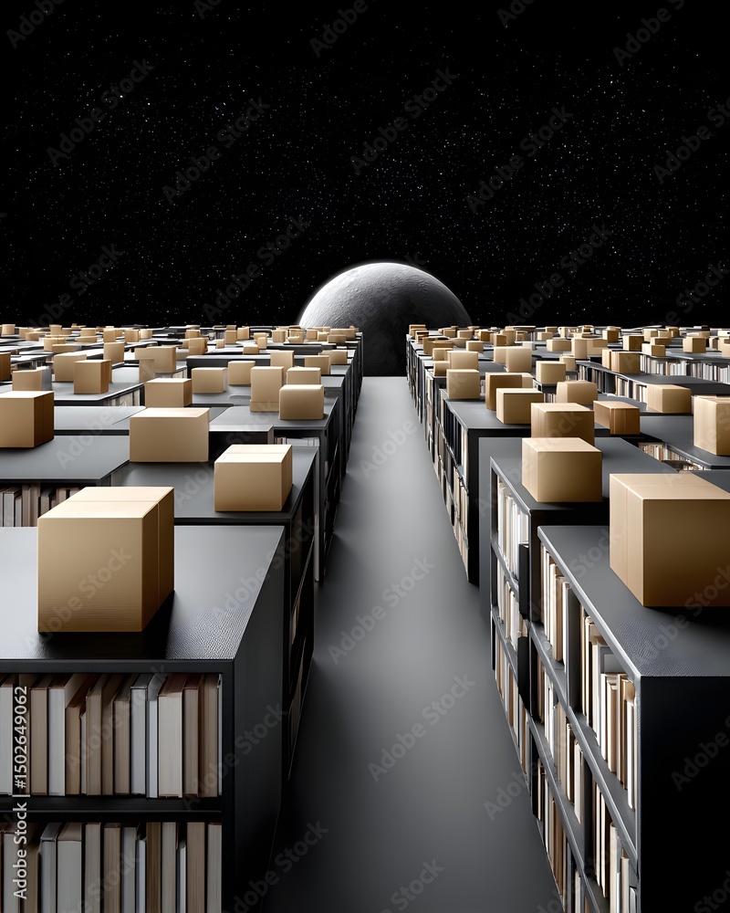 Poster an ancient cosmic library hidden within an asteroid field, massive holographic archives containing t