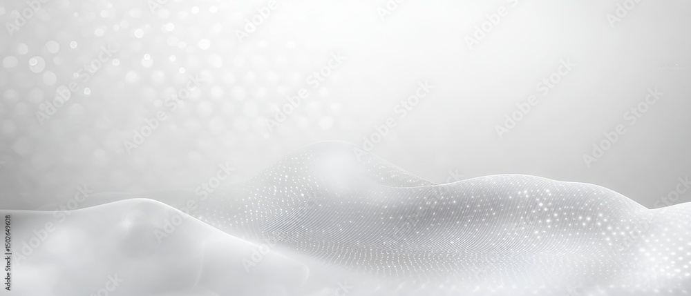 Poster abstract wavy white background with subtle sparkles and glowing bokeh perfect for modern presentatio