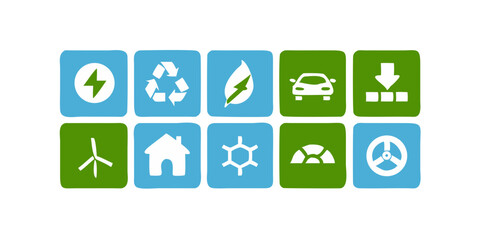 Green energy icons sustainable living and eco friendly technology