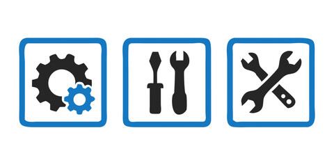 Gear wrench and screwdriver tool icons