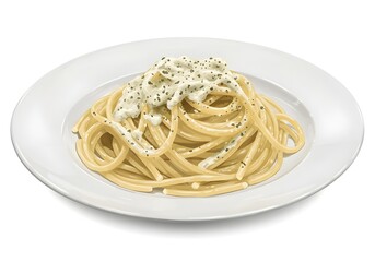 Spaghetti Carbonara with Cheese and Ham