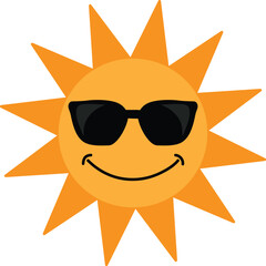 Cheerful Sun with Sunglasses Vector Illustration