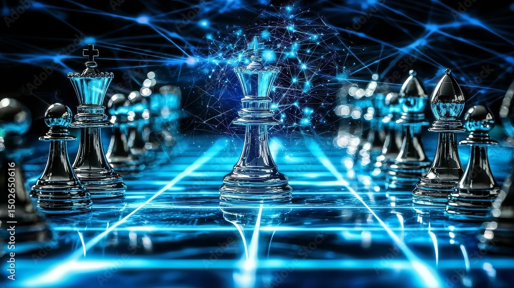 Poster visual representation of business strategy integrating ai.