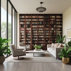 modern living room with wooden furniture