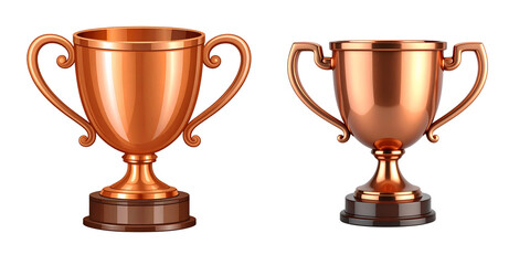  Bronze Trophy Symbolizing Third Place Achievement, Isolated on White Background PNG