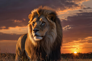 Lion at sunset