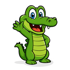 Cute Crocodile Cartoon Mascot Alligator Friendly Illustration