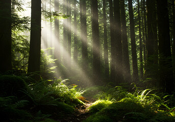 Sun rays in forest