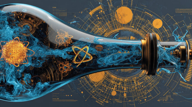 blue scientific background. Pop art retro  illustration vintage kitsch