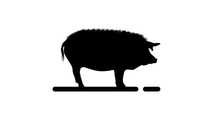 Lincolnshire Curly Coat pig, black isolated silhouette