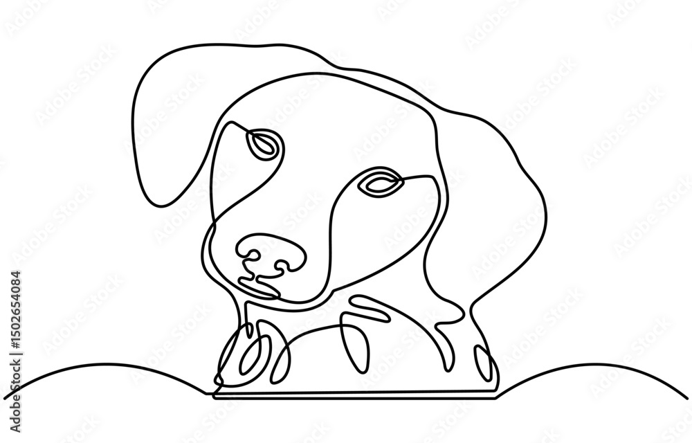 Poster continuous one line drawing of dog head vector. labrador retrieve head single line art vector illust