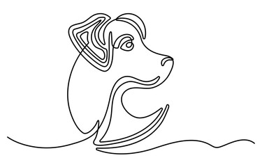 Continuous one line drawing of dog head vector. Labrador retrieve head single line art vector illustration. Editable outline.