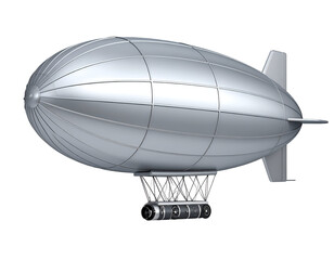 Obraz premium Sleek, silver airship with gondola and propellers