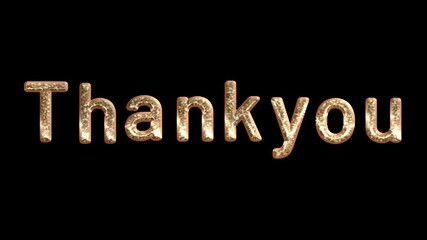 Glittering text saying 'Thank you' against a black background, perfect for gratitude expressions - Powered by Adobe