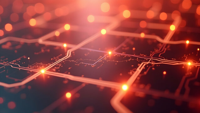 Digital Background Soft infrared-toned connectors form a light tech grid on a warm surface