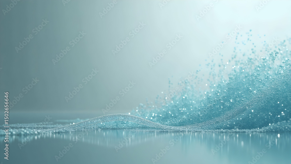 Poster digital background thin aqua threads stretch in a wide grid over a smooth gray base
