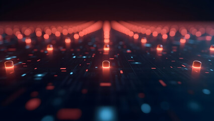 Digital Background Glowing beacon-like nodes evenly spaced across a soft digital grid